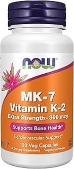 Now Foods Supplements, MK-7 Vitamin K-2 300 mcg, Cardiovascular Support*, Supports Bone Health*, 120 Veg Capsules