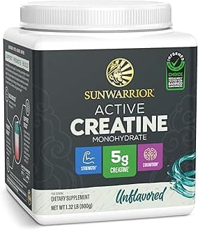 Sunwarrior Creatine Monohydrate Powder Micronized PreWorkout Recovery Supplement | Support Muscle Building Strength Training Cognition | Vegan & Keto Friendly Bulk Size (120 Servings) Unflavored