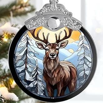 Stained Glass Effections, Decor Christmas Tree, Big Ornament 4 Inch Acrylic Ornament Art, Holiday Decoration, Car Interiors Decors, Christmas Decor, 2024 Christmas Ornament (Noble Deer)
