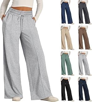 midelxpWomens Wide Leg Sweatpants Lightweight High Waisted Joggers with Pockets Baggy Comfy Drawstring Lounge Pants 2024