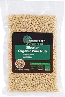 Organic Pine Nuts Premium Quality 300gr/10.58oz vacuum pack by Siberian Green Food European organic certificate.