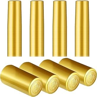 Blulu 120 Pcs PVC Heat Shrink Capsules Wine Shrink Wrap Wine Bottle Capsules Caps for Wine Cellars and Home Use (Gold)