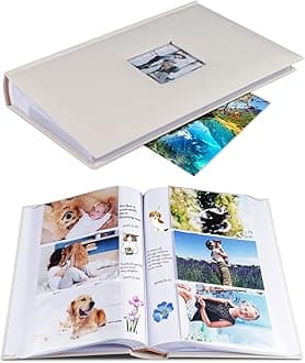 Photo Album 4x6 Hold 402 Photos with Memo Slip-in Pockets Photo Book, Linen Cover Picture Photo Albums with Writing Space for Wedding Family Baby Vacation Mother's Day Beige