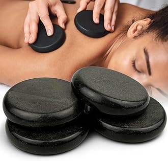Massage Stones 4 Pieces - Large Round Hot Stones Massage Set Hot Rocks Kit for Back Arm and Leg 3.15"