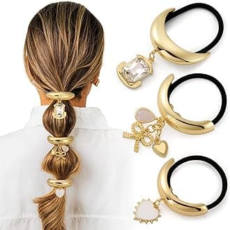 3PCS Gold Hair Ties, Metal Hair Ties for Thick Hair, Gold Ponytail Cuff