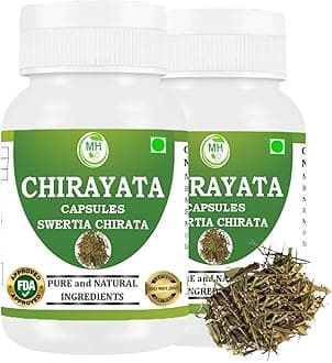 Chirayata Capsules | 500mg Swertia Chirata Extract | Natural Herbal Wellness Support | 120 Veg Capsules | High Potency | 100% Pure & Natural Supplement| Pack of 2