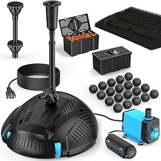 POPOSOAP Pond Filter with Pump Fountain Kits Built-in UV Clarifier, 660GPH/40W Pond Filters for Outdoor Ponds Clearing, Garden Fish Tank, Aquarium, and Add Water Features