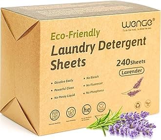 Wenge Eco-friendly Laundry Detergent Sheets - 240 Plastic-Free, Hypoallergenic Liquidless Washer Sheets for Home, Dorm, Travel, Camping (Lavender Scent)