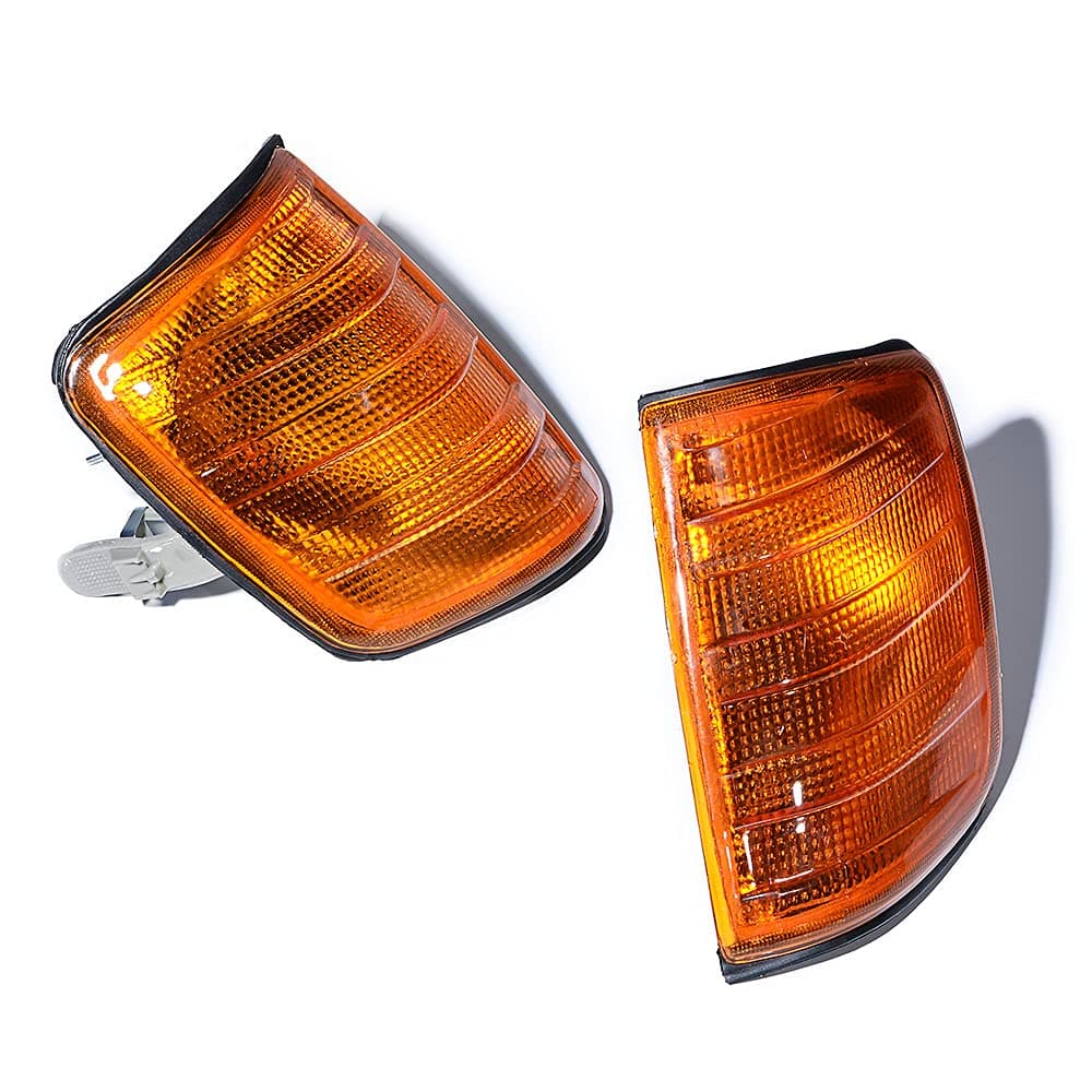 Compatible For 1985-1995 Mercedes E-Class W124 E420 E500 Corner Lights Turn Signal Indicator Amber Lens Housing Cover