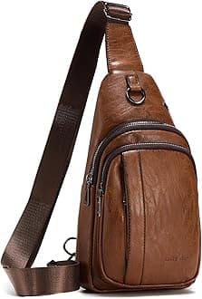 Seoky Rop Sling Backpack for Men Sling Bag Crossbody Shoulder Bags Travel Bag Purse with Water Resistant Light Brown