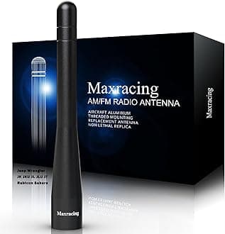 MAXRACINGShort Truck Antenna Compatible with 2007-2026 Jeep Wrangler JK JKU JL JLU JT Rubicon Sahara/Carwash Safe/Aluminum Replacement Antenna