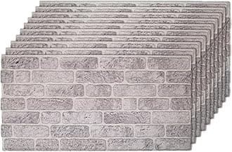 IZODEKOR 3D Wall Panels Brick Effect - Cladding, Stone Look, Styrofoam Facing for Living Room, Kitchen, Bathroom, Balcony, Bedroom, Back of Counter | White Grey (10 x Panels) - Covers 53 sq ft