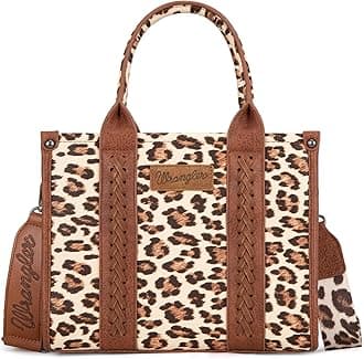 Wrangler Cow Print Tote Bag for Women Western Purse Boho Top Handle Satchel Handbag with Signature Strap