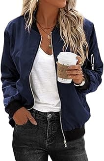 Zeagoo Women's Bomber Jacket Casual Coat Zip Up Spring Fall Clothes with Pockets S-XXL