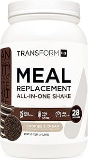 - TransformHQ Meal Replacement Shake Powder 28 Servings (Cookies & Cream) - Non-GMO