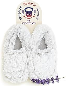 warmies Microwaveable House Slippers for Women - Plush, Soft & Fuzzy Indoor Slippers with Backs & Non-Slip Memory Foam Soles - Cozy Warm Ladies Slipper