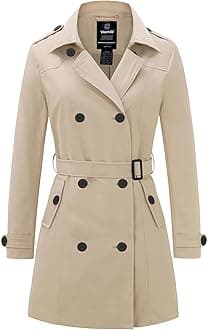 Women's Waterproof Trench Coat Classic Lapel Outerwear Coat with Belt