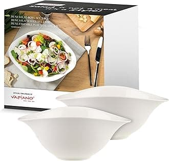 Villeroy & Boch VAPIANO Salad Bowl, 2 Pieces, Premium Porcelain, White