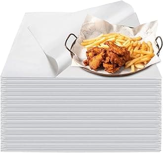 100PCS Deli Paper Sheets 12×12", Unbleached White Wax Paper Sheets for Food Basket Liners, Precut Parchment Paper Baking Sheets for Cookies, Grease Resistant Sandwich Wrappering Paper by Neyimqr