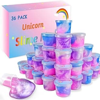 36 Packs Unicorn Slime Kit, Unicorn Party Favors for Kids, Pretty Stretchy & Non-Sticky Galaxy Slime Pack, Slime Party Favors for Girls & Boys Goodie Bag Stuffers