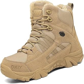 IYVW2021 Shoes Work Utility Footwear Military Tactical Mens Army Outdoor Sports Camping Hiking Work Combat Lace Up Breathable High Top Side Zipper Desert Leather Shoe Boots