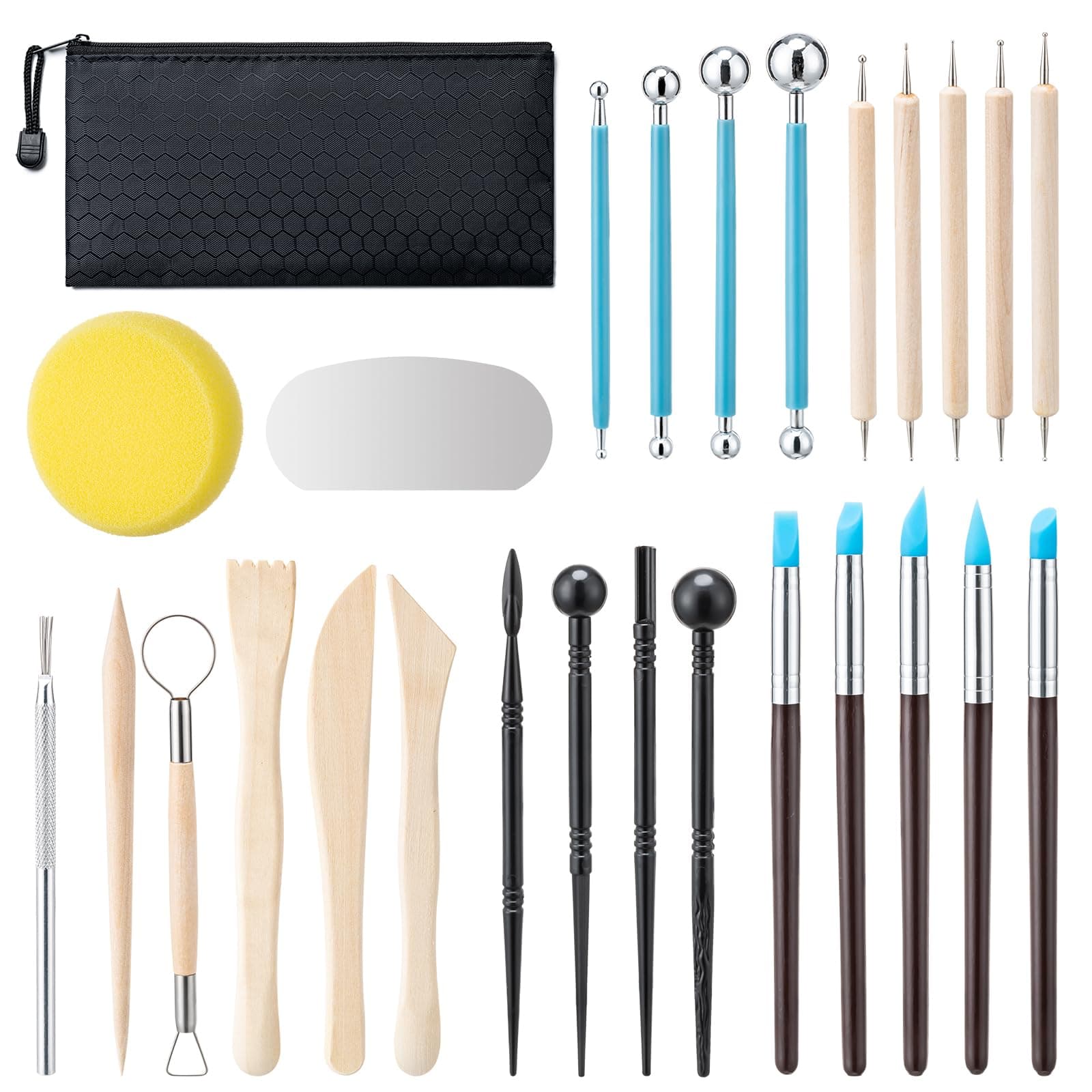 Amrules Clay Tools Kit, 27 PCS Pottery Tools, Practical Polymer Clay Sculptin...