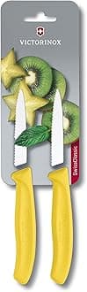 Victorinox Swiss Classic, Paring Knife, Extra Sharp Blade, Wavy Edge, 8 cm, Robust Plastic Handle, Stainless Steel, Yellow