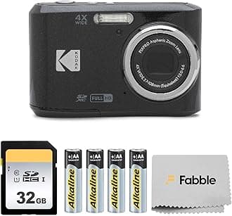 PIXPRO FZ45 16MP Digital Camera with 4X Optical Zoom 27mm Wide Angle and 2.7" LCD Screen Bundle with 32GB SD Memory Card, AA Batteries (4 Pack), Lens Cleaning Cloth (Black)