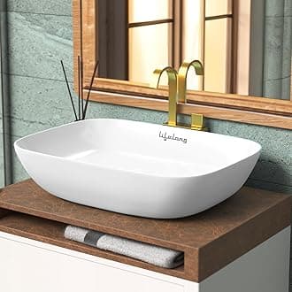 Lifelong Wash Basin for Bathroom - White Table Top Washbasin - Counter Top Vessel Sink for Bathroom, Dinning Hall, Vanity - Ceramic Glossy Finish - 45x31.5X13.5 cm (LLBPW01)