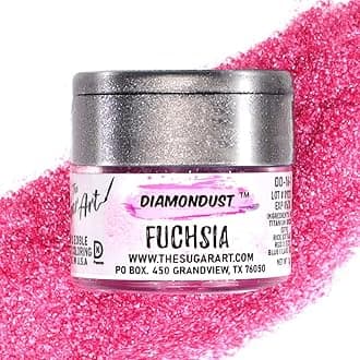 Fuchsia Edible Glitter for Drinks, Cocktails, Cake Decorating, Strawberries, Chocolates & More | No Flavour | 4g | 100% Food Safe | Kosher, Vegan, Gluten & Nut Free | DiamonDust by