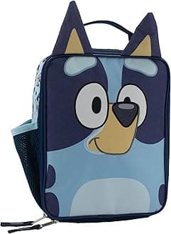 BLUEY Insulated Lunch Box for Kids & Toddlers, Girls & Boys Insulated Lunch Bag with 3D Features and Top Padded Handle, Blue