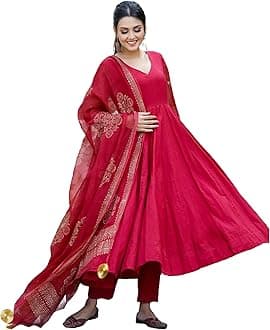 ANNI DESIGNERWomen Cotton Blend Kurta Set With Dupatta