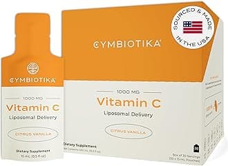 CYMBIOTIKA Liposomal Vitamin C 1000mg, Healthy Immune System Support, Boost Collagen Production, Citrus Vanilla Flavor, 15 ml Pouches (Pack of 30)