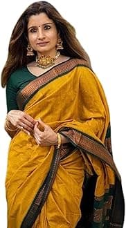 SGF11 Women's Kanjivaram Soft Lichi Silk Sari with Blouse Part