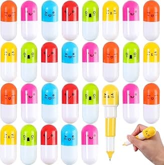 Party Favors for Kids, 24pcs Vitamin Capsule Ballpoint Pens for Teens Adults, Prizes for Kids Classroom, Nurse Gifts Goodie Bag Stuffers Carnival Prizes School Classroom Rewards Treasure Box Fillers