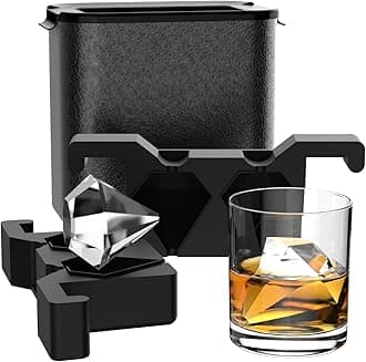 TINANA Diamond Ice Cube Tray: Crystal Clear Ice Maker - Large Cube Maker for Whiskey, Cocktails, Bourbon - Diamond Shape