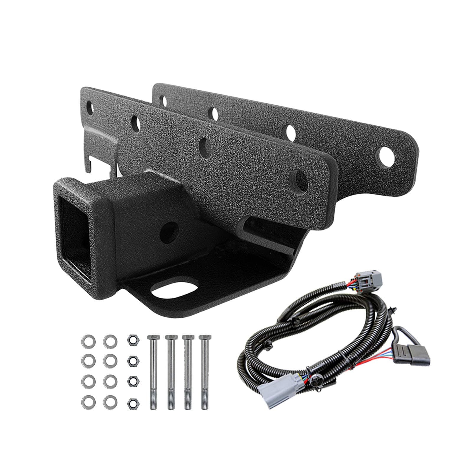 EAG 2 inch Receiver Hitch with Wiring Harness Class III Tow Trailer Hitch Kit Fit for 07-18 Wrangler JK