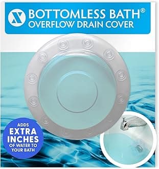SlipX Solutions Bottomless Bath, Essential Overflow Drain Cover for Bathtub, Best Bath Accessories for Women, Adds Inches of Water to Your Tub for Deeper Soak, 4" Diameter, Clear