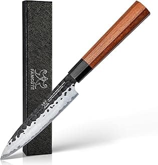 5 inch Japanese Paring Knife, Hand Forged High Carbon 5 Layer 9CR18MOV Clad Steel Japanese Petty Knife, Anti-slip Rosewood Handle Utility Fruit Knife, Christmas gift for men/women