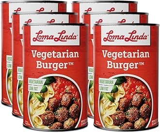 Loma Linda Vegetarian Burger, 37.5 oz – Plant-Based Protein, Shelf-Stable, Vegan & Non-GMO, Ready-to-Serve Meal Option (6 Pack)