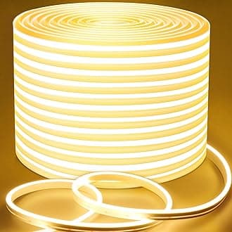Lamomo Outdoor LED Strip Light 30m,3000K Dimmable LED Neon Rope Strips,24V Waterproof Silicone Flexible Warm White Strip Lights for Kitchen Bedroom Garden Outdoor Indoor DIY Decoration [Energy Class F]