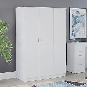 Vida Designs Riano Wardrobe, With Shelf & Hanging Rail Bedroom Storage Furniture (White, 3 Door)