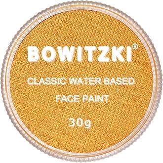 Bowitzki 30g Professional Face Paint Body Paint Water Based Face painting Makeup Safe for Adults Split Cake Single Color (Metallic Golden)
