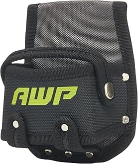 AWP Tape Measure Pouch with Metal Belt Clip and Tunnel Loop, Tool Belt Accessory