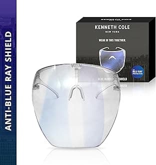 KENNETH COLEKenneth Cole Blue Ray Cut UV Protection Goggle-Style Face Shield with Anti-Glare Blue Ray Cut Block 180° Safety Coverage: Clear Face - Unisex Fashion Protective Wear for Men & Women
