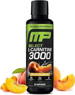 Muscle Pharm L-Carnitine 3000, The Ultimate Liquid L Carnitine Supplement for High-Performance, Supports Metabolism, Hydration & Energy, Zero Sugar, Low Calories, Peach Nectarine Flavor, 32 Servings