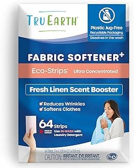 Tru Earth Fabric Softener Strips for Washing Machine, Alternative to Fabric Softener Liquid and Pods, Fresh Linen Scent Booster, Up to 128 Loads Per 64-Count