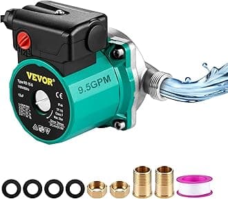 VEVOR Hot Water Recirculating Pump, 93W 110V Water Circulator Pump, Automatic Start Circulating Pump NPT 3/4" w/Brass Fittings, Stainless Steel Head, 3 Speed Control for Electric Water Heater System