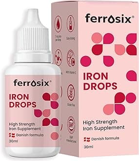 Iron Drops - Gentle, High Strength Liquid Supplement - Iron Deficiency & Anaemia Support - Integrated Dropper Cap - Ferrous Bisglycinate + Vitamin C - Vegan - 30 ml