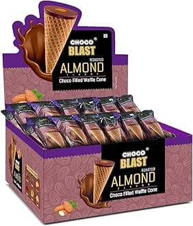 - Chocoblast Chocolate-Filled Waffle Cones [30 Pieces Chocolate Box] Snacks for Kids & Adults- Non-Meltable Gift Pack- Individually Wrapped Cone Bites- Roasted Almond